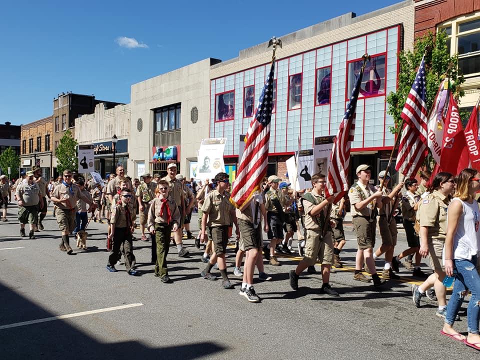 Boy Scouts marching in parade